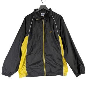 Vintage Reebok Black Yellow Full Zip Windbreaker Jacket L Nylon Sportswear Retro